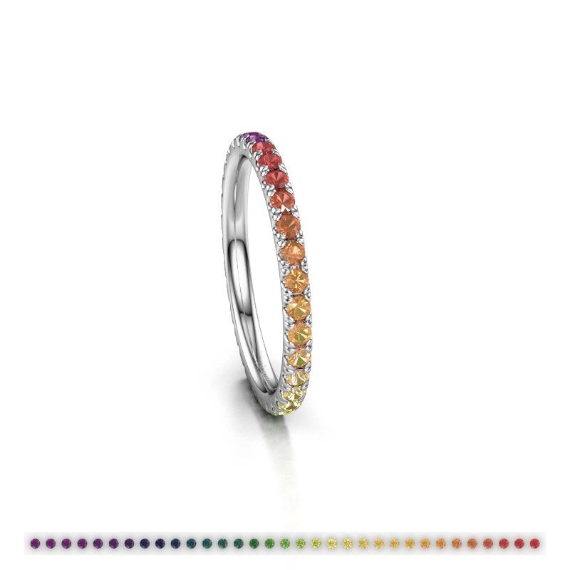 Image of Stackable Ring Jackie 1.7<br/>950 platinum<br/>Rainbow Sapphire 1 1.7 Mm