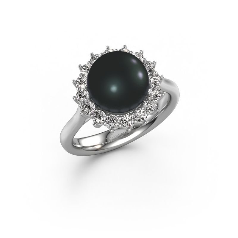 Bague Akiko 950 platine perle noire 8 mm