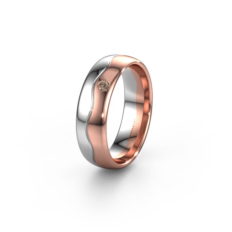 Trouwring WH0701L36AP 585 witgoud bruine diamant ±6x1.7 mm