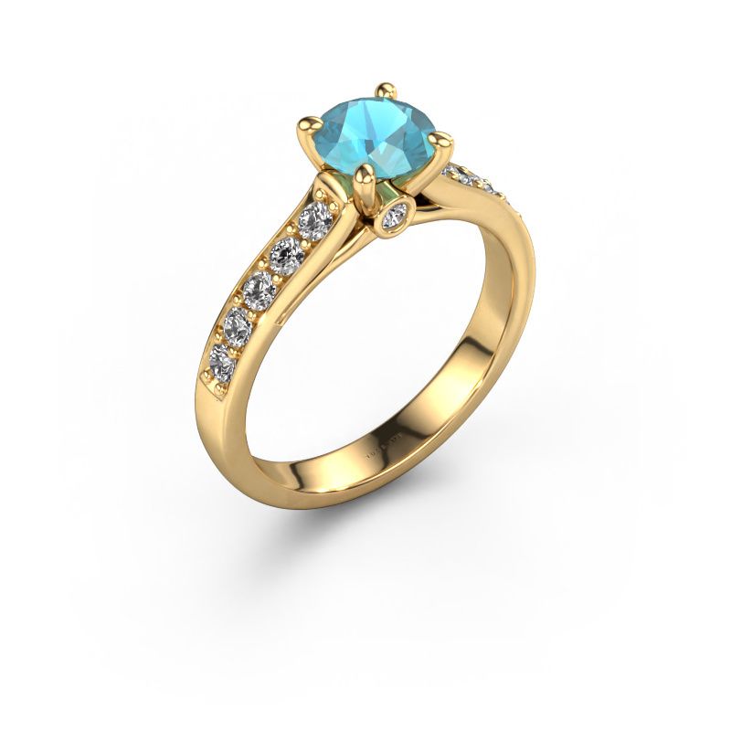 Verlobungsring Valorie RND 2 585 Gold Blau Topas 6.5 mm