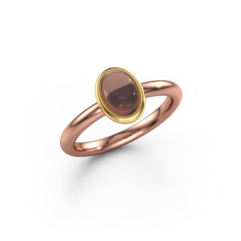 Ring Blossom OVL 2 585 rosé goud rookkwarts 7x5 mm