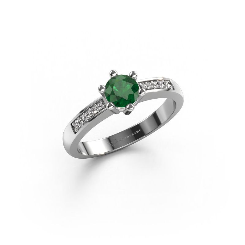 Verlobungsring Luna 2 950 Platin Smaragd 5 mm