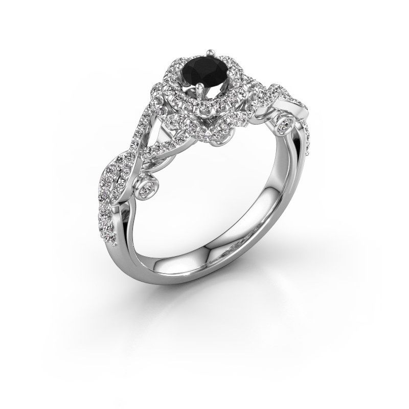 Afbeelding van Verlovingsring Cathryn<br/>950 platina<br/>Zwarte diamant 0.914 crt