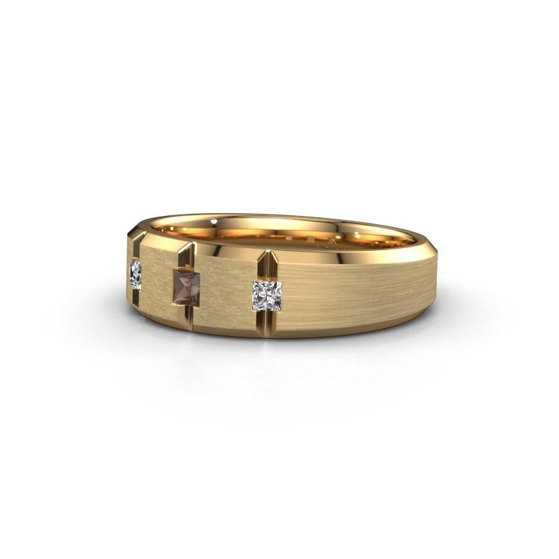 Image of Men's ring Justin 585 gold smokey quartz 2.5 mm