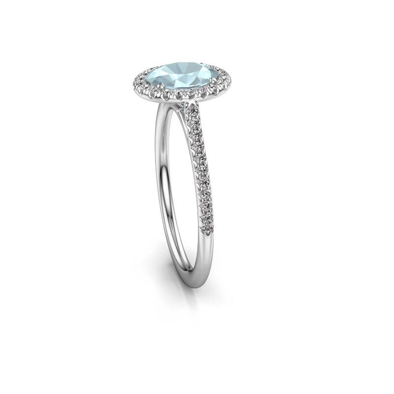 Image of Engagement ring seline ovl 2<br/>950 platinum<br/>Aquamarine 7x5 mm