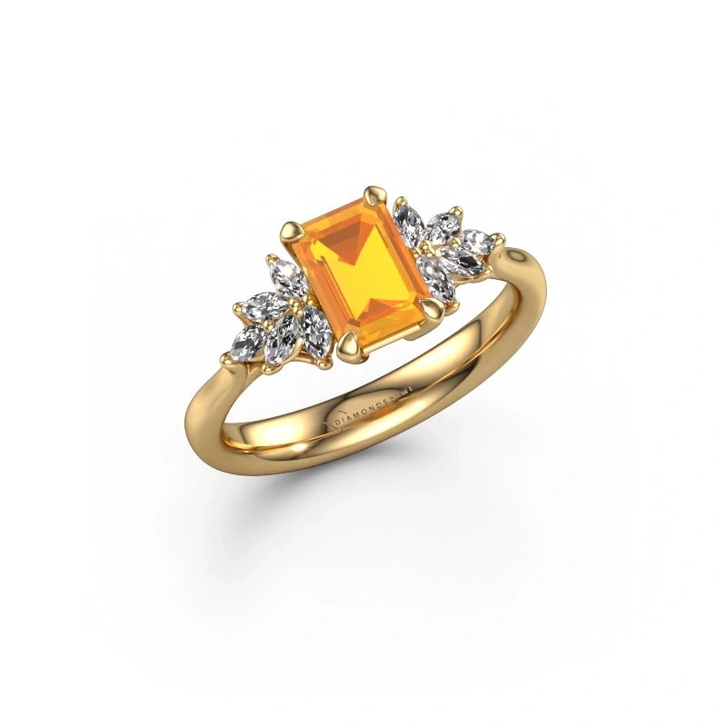 Engagement ring Fiona EME 585 gold citrin 7x5 mm