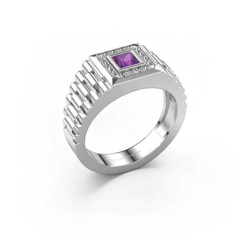 Heren ring Zilan 950 platina amethist 4 mm
