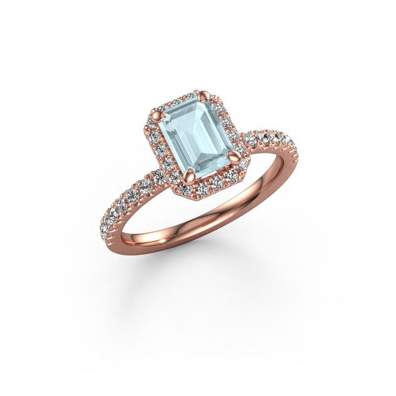 Verlobungsring Miranda EME 585 Roségold Aquamarin 7x5 mm