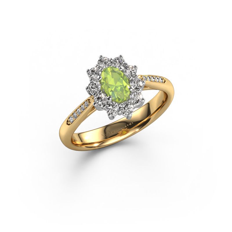 Verlovingsring Leesa 2 585 goud peridoot 6x4 mm