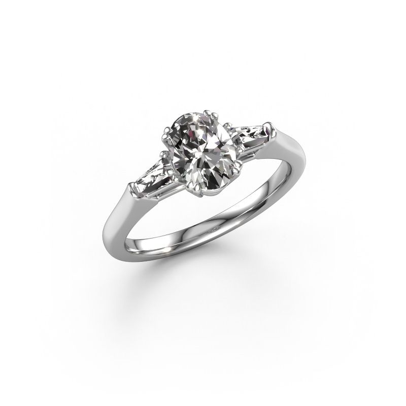Verlobungsring Indy OVL 585 Weißgold Zirkonia 8x6 mm