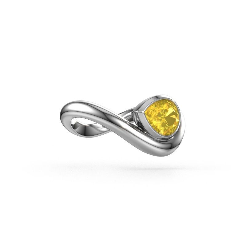 Ring Lena 950 Platin Gelb Saphir 8x6 mm