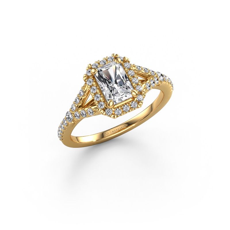 Engagement ring Kimber RAD 585 gold lab grown diamond 1.086 crt