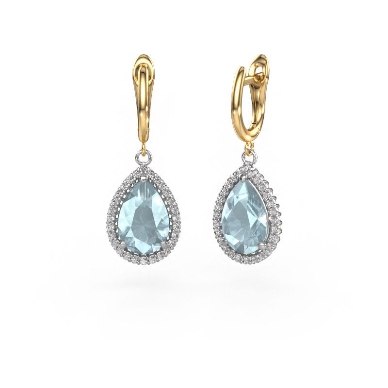 Pendants d'oreilles Tilly per 3 585 or blanc aigue-marine 12x8 mm