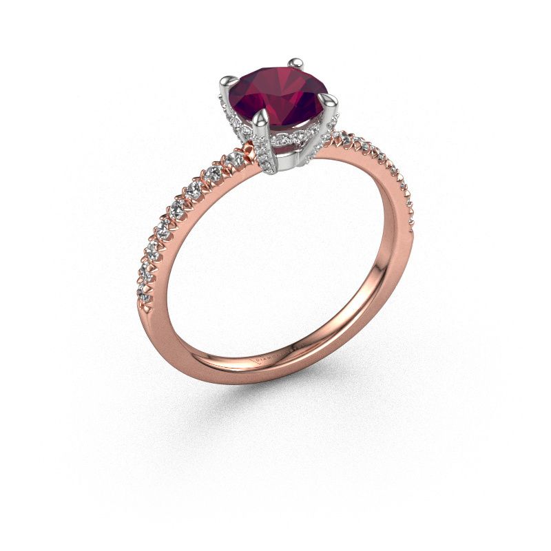 Engagement ring Saskia rnd 1 585 rose gold rhodolite 6.5 mm