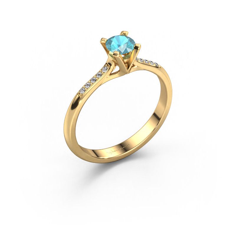 Engagement ring Isa 2 585 gold blue topaz 4.2 mm