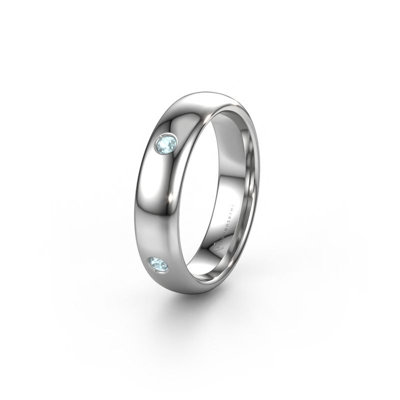 Ehering WH0104L35BP 585 Weißgold Aquamarin ±5x2 mm