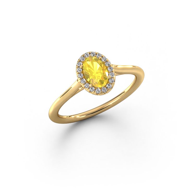 Engagement ring Seline ovl 1 585 gold yellow sapphire 6x4 mm