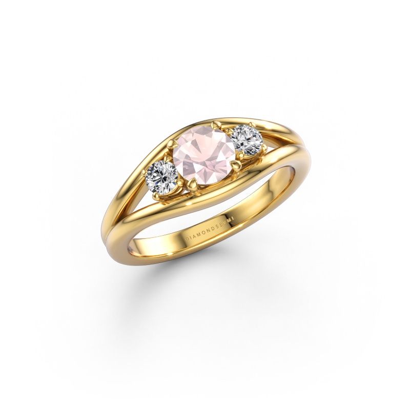 Anello Cassie RND 585 oro morganite champagne 5.4 mm