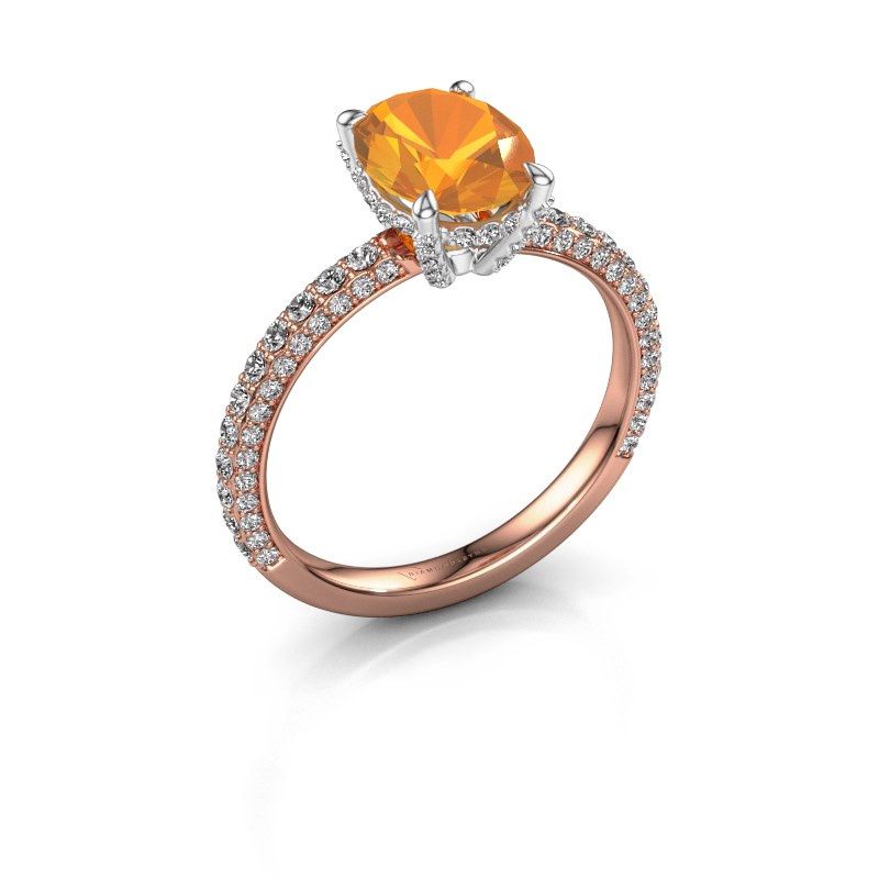 Image of Engagement ring saskia 2 ovl<br/>585 rose gold<br/>Citrin 9x7 mm