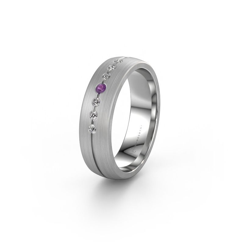 Wedding ring WH0162L25A 585 white gold amethyst ±5,5x1.7 mm