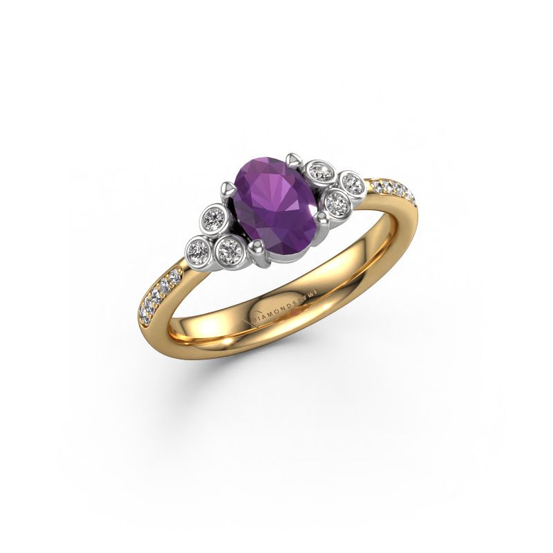Verlobungsring Lucy 2 585 Gold Amethyst 7x5 mm