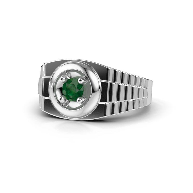 Image de Bague pour homme edward<br/>585 or blanc<br/>Emeraude 4.7 mm