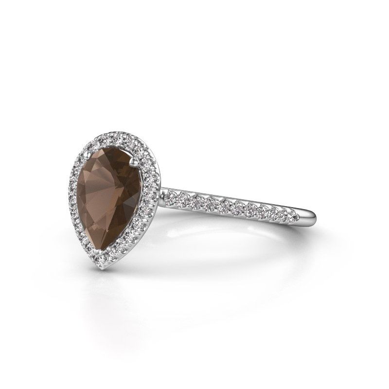 Image of Engagement ring seline per 2<br/>585 white gold<br/>Smokey quartz 8x6 mm