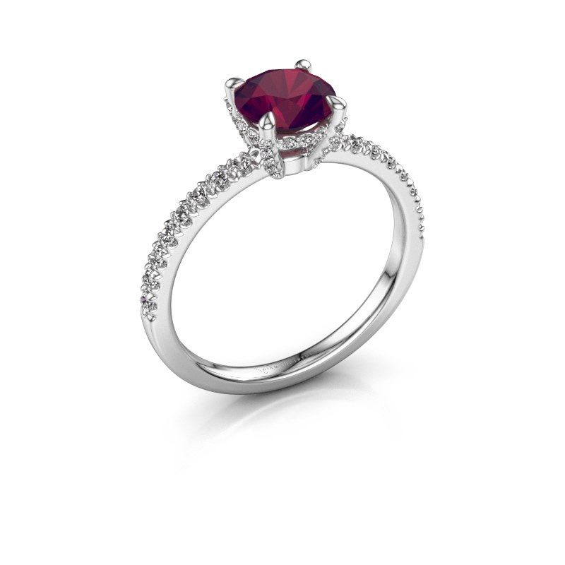 Image of Engagement ring saskia rnd 1<br/>950 platinum<br/>Rhodolite 6.5 mm