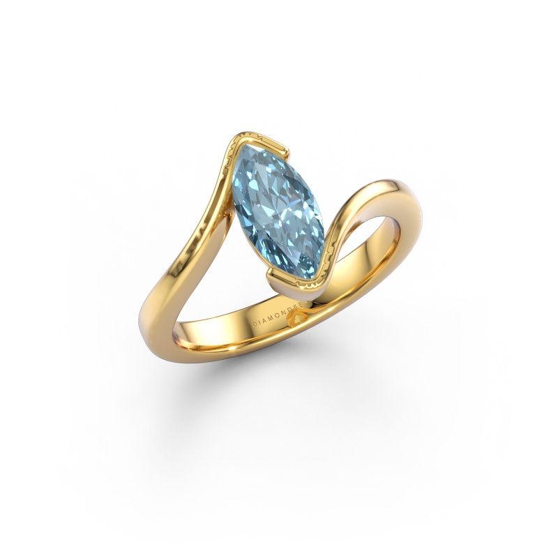 Engagement ring Serenity 585 gold blue lab grown diamond 10x5 mm