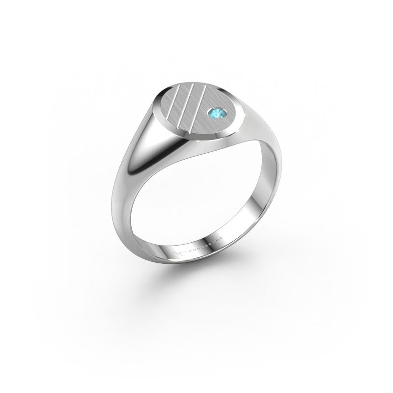Pinky ring Wesley 1 950 platinum blue topaz 2 mm
