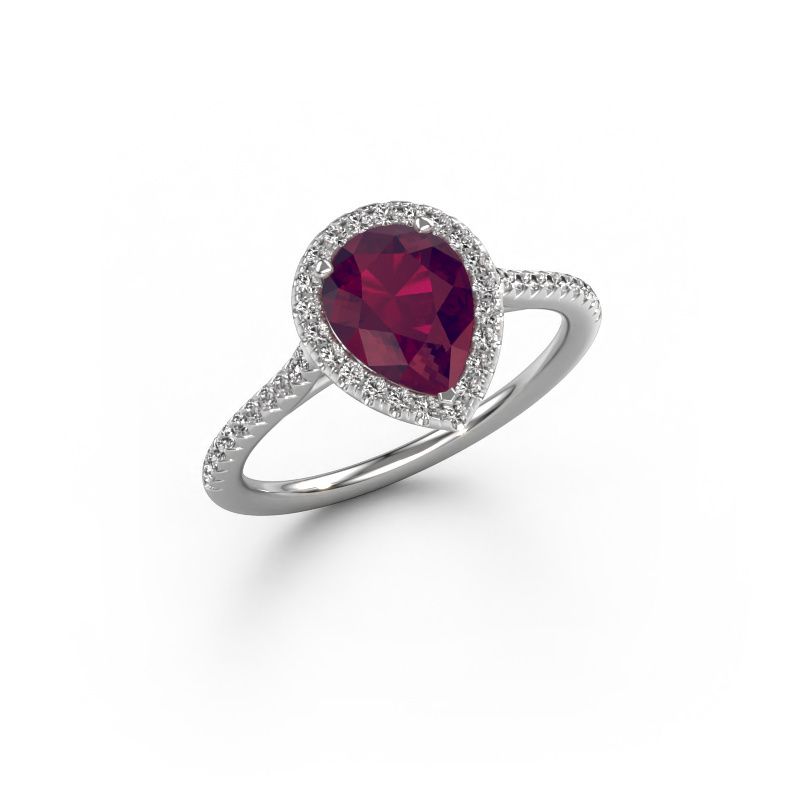 Bague de fiançailles Seline per 2 585 or blanc rhodolite 8x6 mm