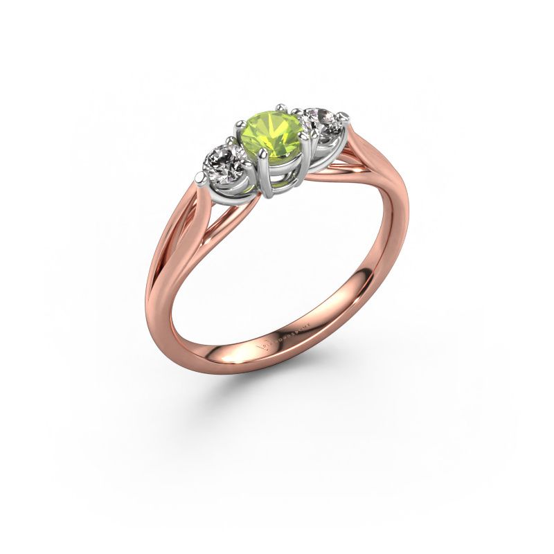 Bague de fiançailles Amie RND 585 or rose péridot 4.2 mm