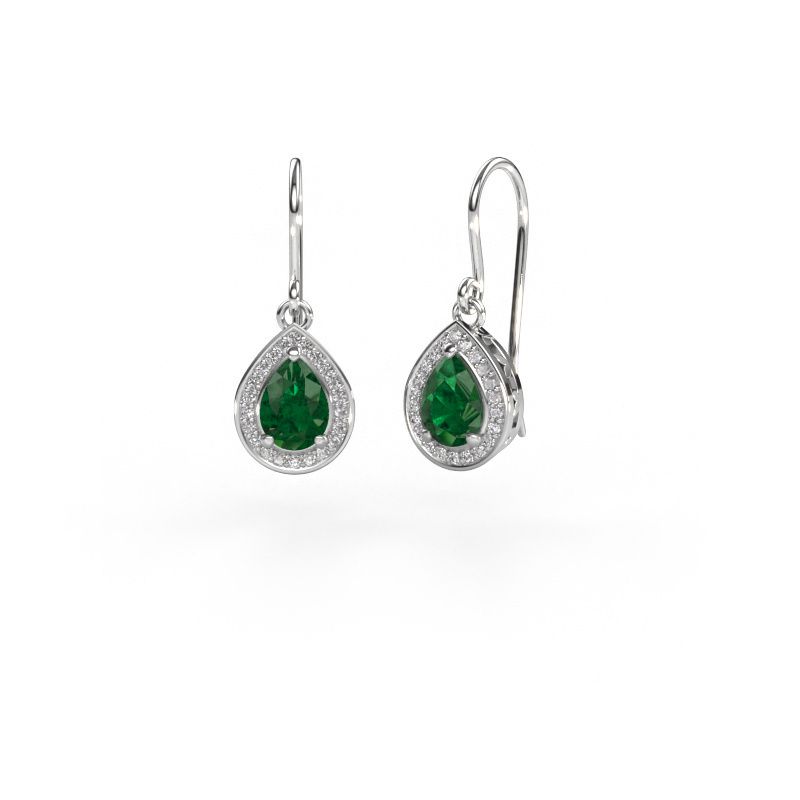 Pendants d'oreilles Beverlee 1 950 platine emeraude 7x5 mm