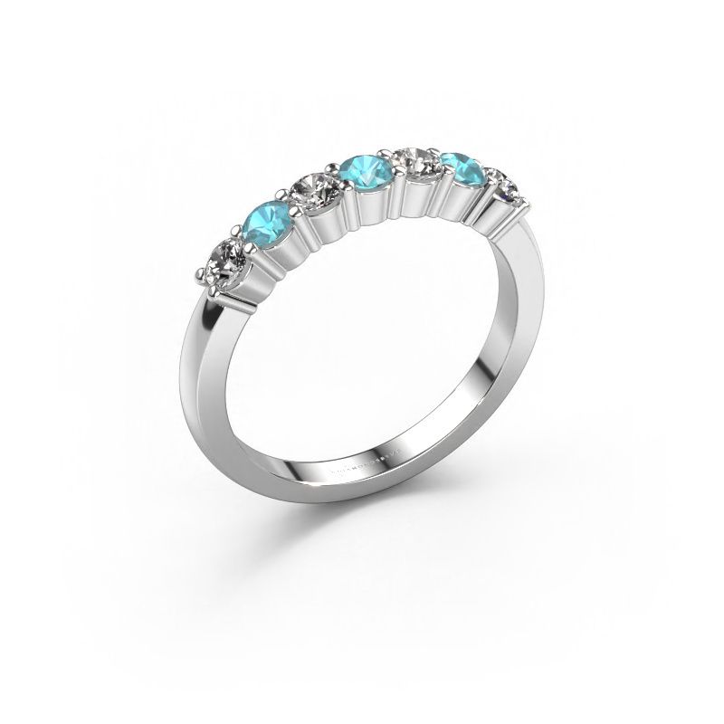 Ring Yasmin 7 585 white gold blue topaz 2.7 mm