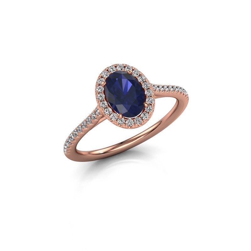 Image of Engagement ring seline ovl 2<br/>585 rose gold<br/>Sapphire 7x5 mm
