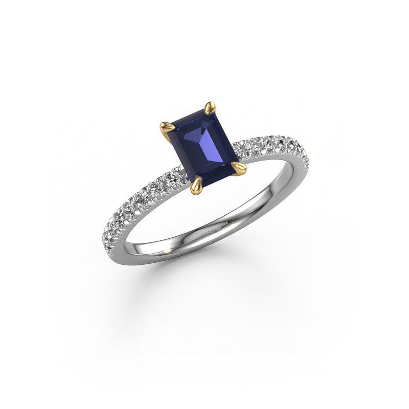 Image of Engagement Ring Crystal Eme 2<br/>585 white gold<br/>Sapphire 6.5x4.5 mm