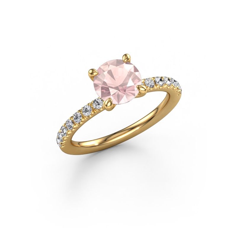 Engagement ring Crystal RND 2 585 gold morganite champagne 7 mm