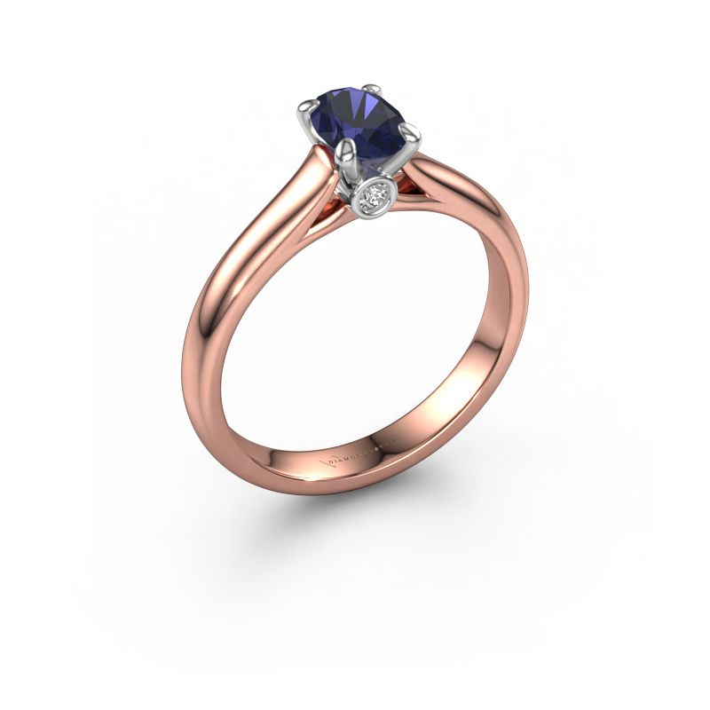 Bague de fiançailles Valorie ovl 1 585 or rose saphir 6.5x4.5 mm