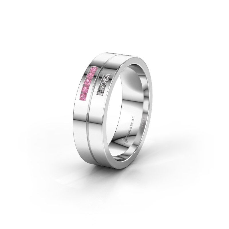 Afbeelding van Trouwring WH0207L16AP 950 platina roze saffier ±6x1.7 mm
