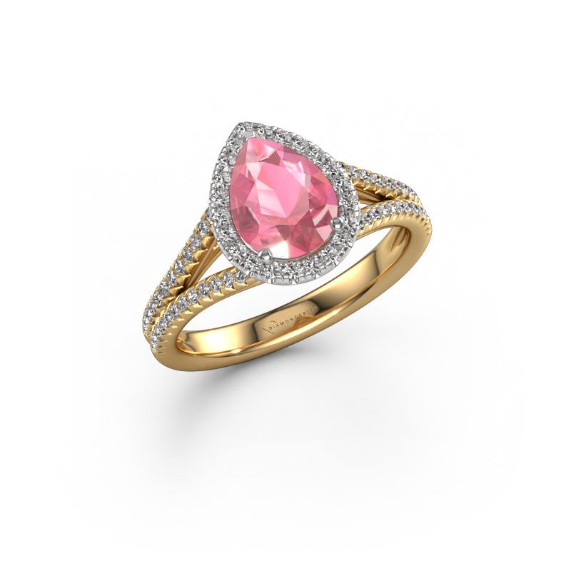 Engagement ring Verla pear 2 585 gold tourmaline pink 8x6 mm
