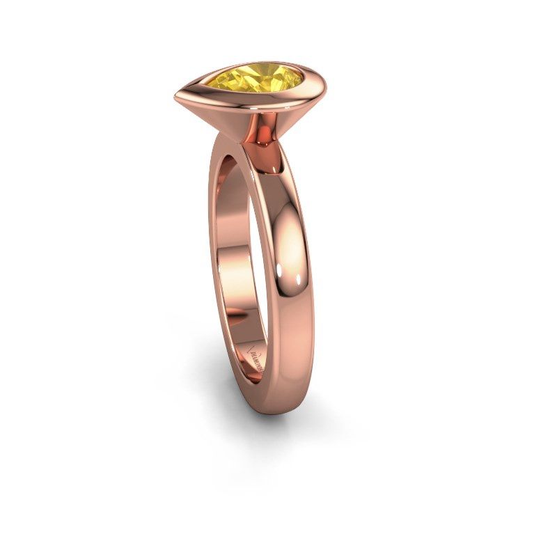 Image of Stacking ring Trudy Pear 585 rose gold yellow sapphire 7x5 mm