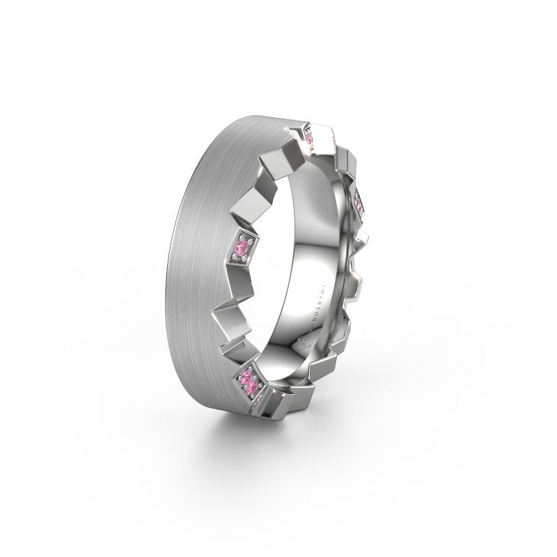 Wedding ring WH2058L17EM 585 white gold pink sapphire ±7x2.6 mm