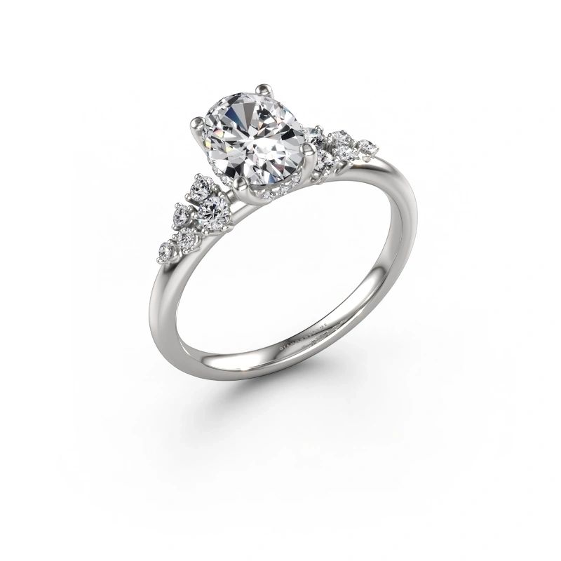 Engagement ring Emma OVL 585 white gold lab grown diamond 1.349 crt