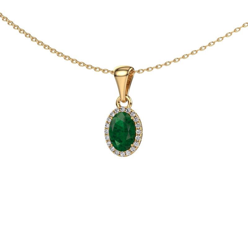 Pendant Seline ovl 585 gold emerald 7x5 mm