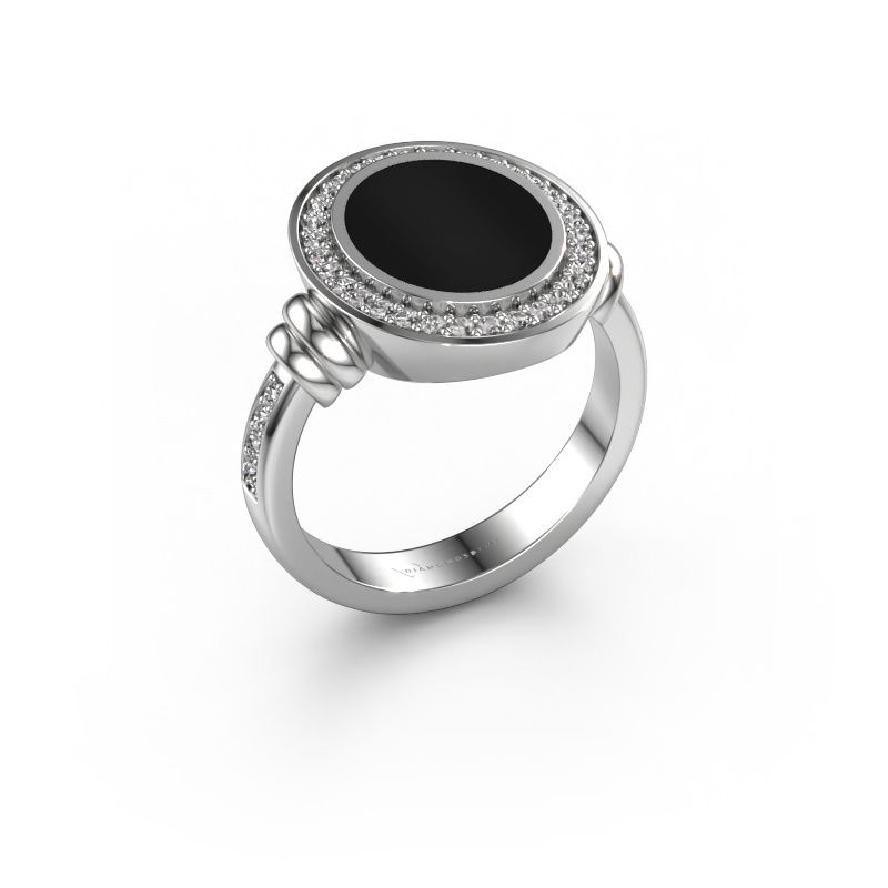 Chevalière Servie 2 950 platine onyx 12x10 mm