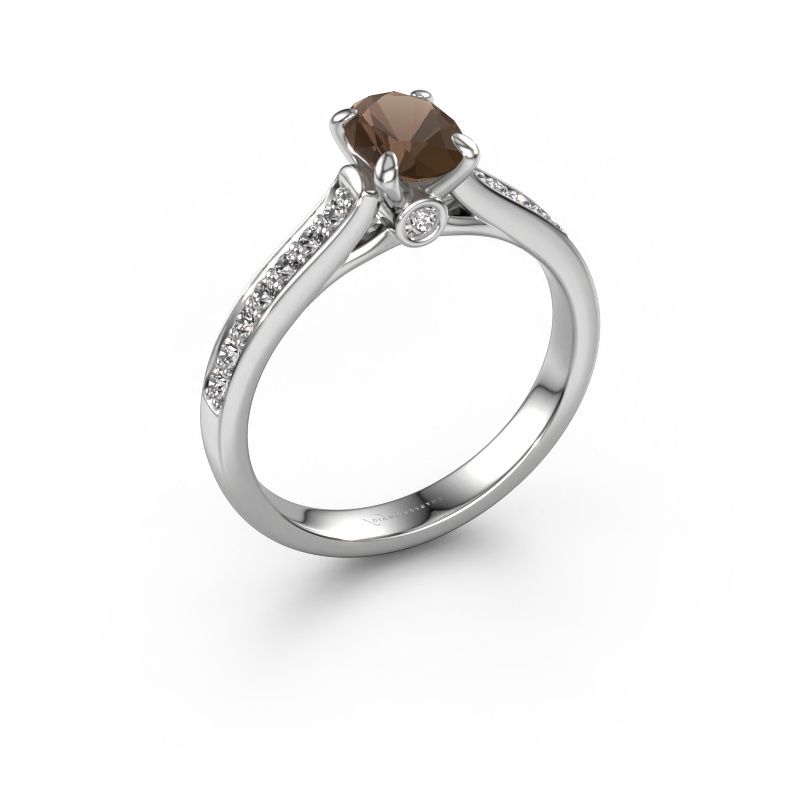Verlovingsring Valorie ovl 2 585 witgoud rookkwarts 7x5 mm