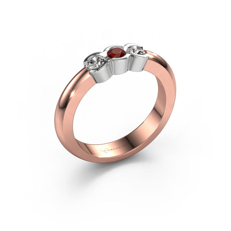 Ring Lotte 3 585 rose gold garnet 3 mm