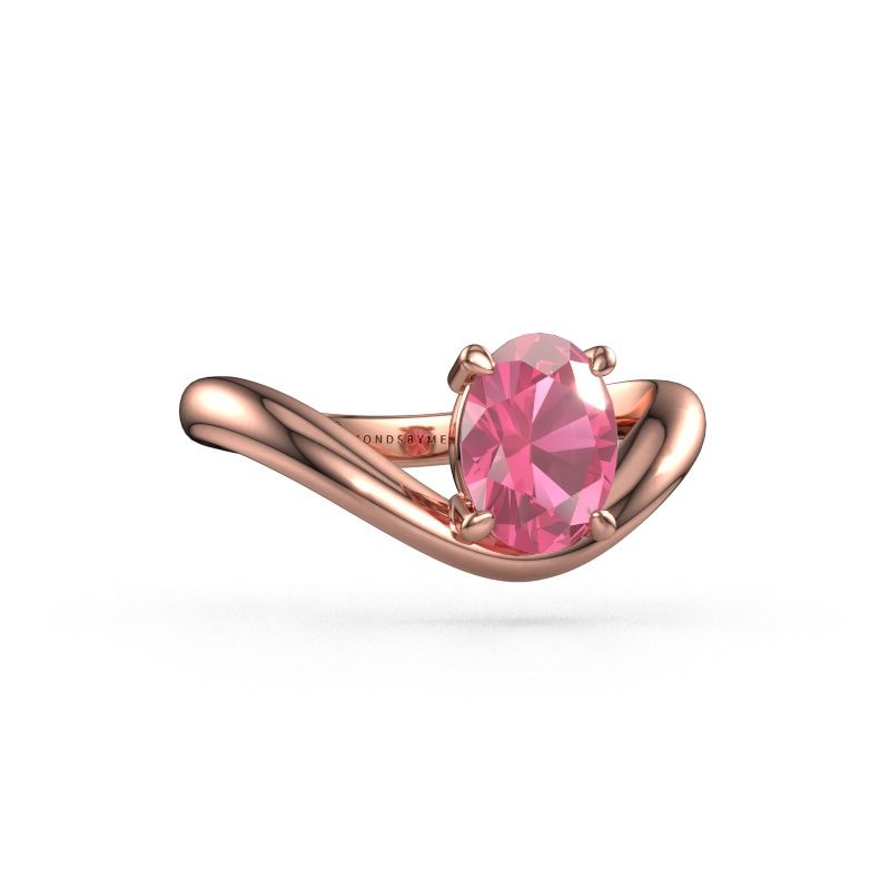 Engagement ring Femke OVL 585 rose gold pink sapphire 8x6 mm