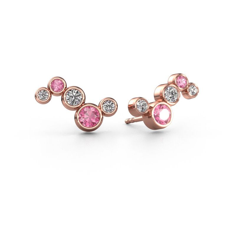 Boucles d'oreilles Ryan 585 or rose saphir rose 4 mm