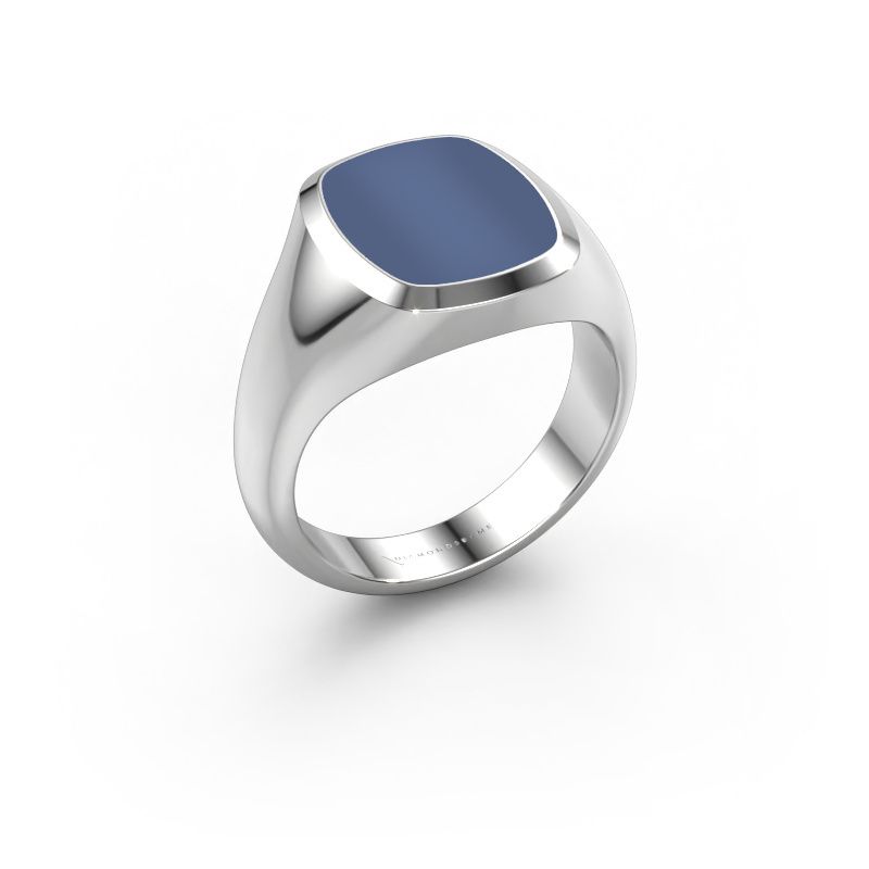 Zegelring Benjamin 2 585 witgoud blauw lagensteen 13x11 mm